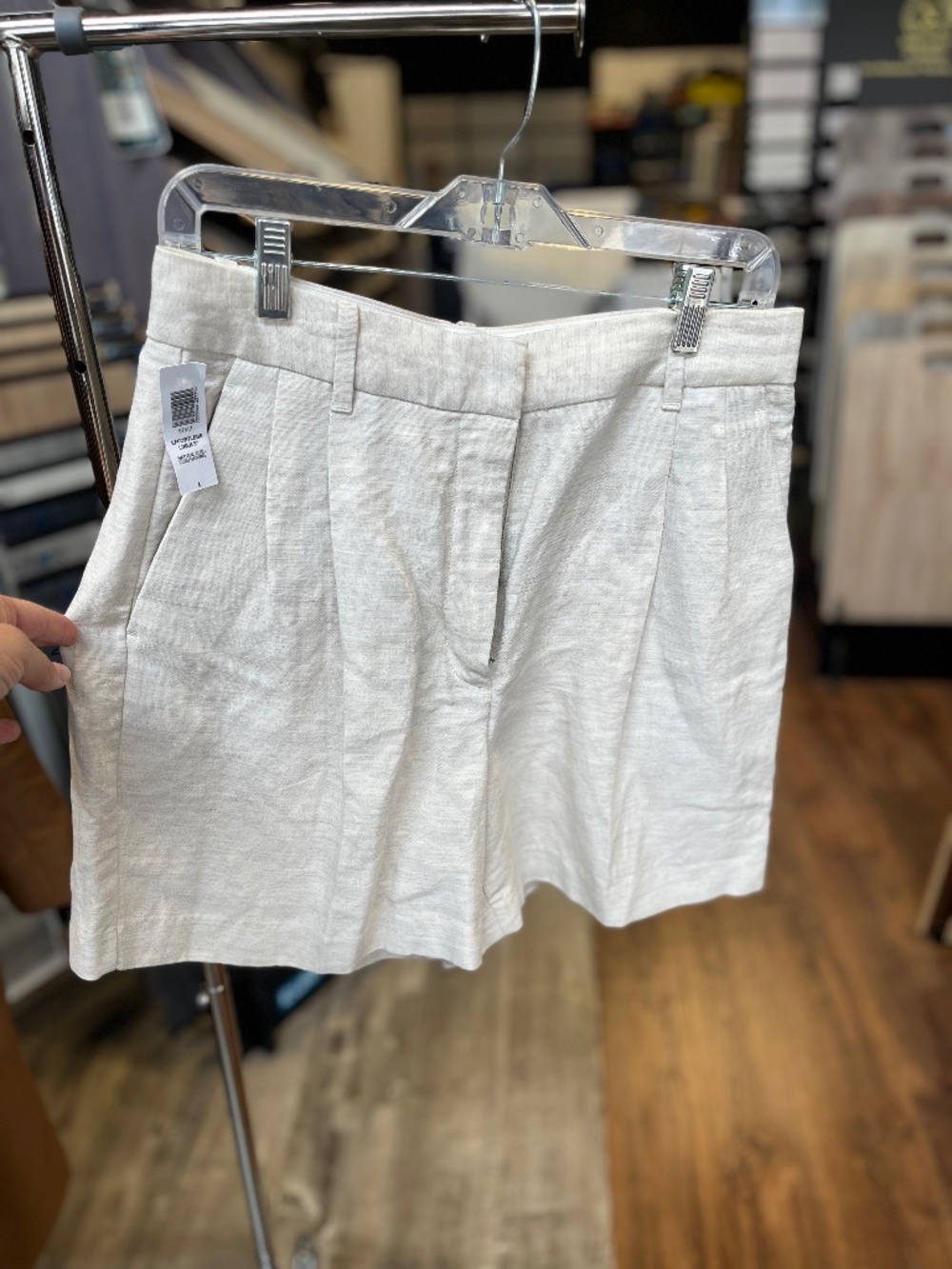 aritzia wilfred effortless linen shorts birch size 8